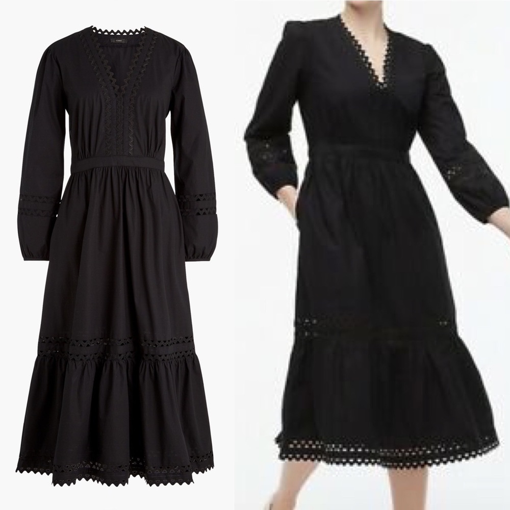 NWT J.Crew Eyelet-Trim Midi Dress